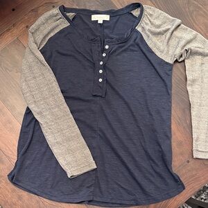 Navy and Gray Long Sleeve blouse